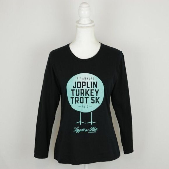 Anvil Joplin 5K Women's Medium Black Green Graphic Crewneck Long Sleeve Tee - Picture 1 of 8